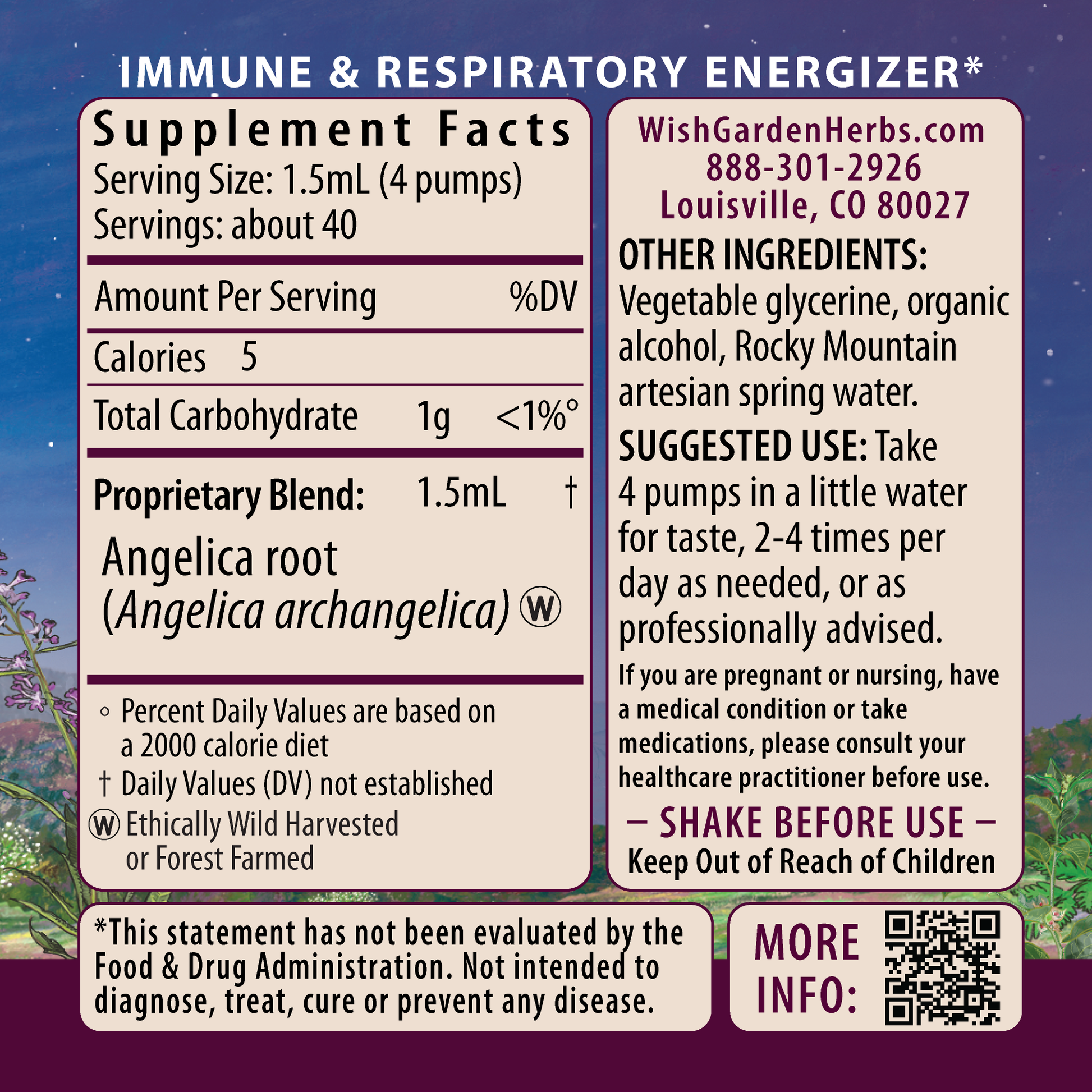 Angelica Ingredients & Supplement Facts