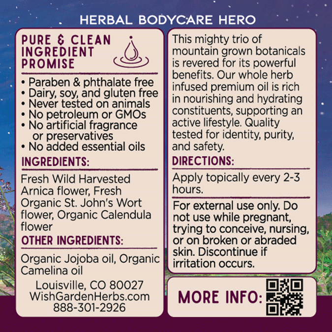 Restorative Oil - Arnica, St. John's Wort & Calendula Ingredients & Supplement Facts