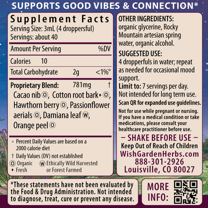 Liquid Bliss, Mood Elevator 4oz Jigger Supplement Facts and Suggested Use