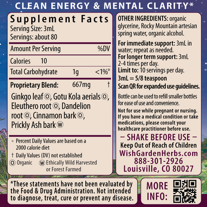 Genius Juice, Cognitive Aid 8oz Bottle Supplement Facts and Suggested Use
