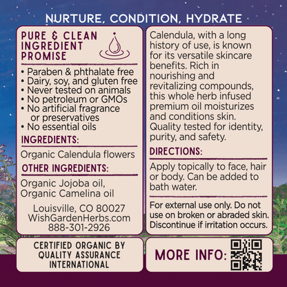 Calendula Oil Nourish & Revitalize Ingredients & Supplement Facts