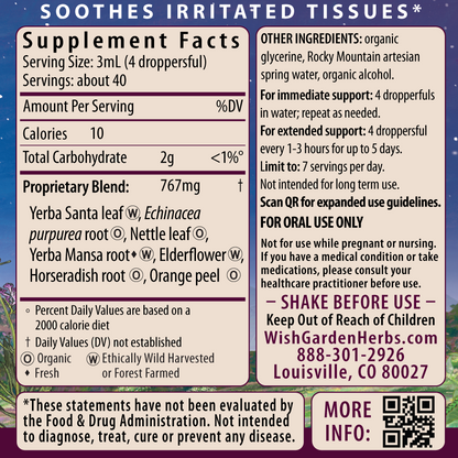 Kick-Ass Allergy & Sinus, Soother 4oz Dropper Supplement Facts and Suggested Use