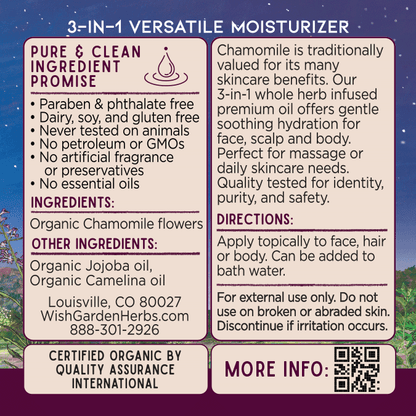 Chamomile Oil Relax & Replenish Ingredients & Supplement Facts