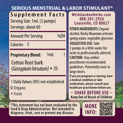 Cotton Root Ingredients & Supplement Facts