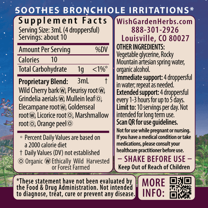 Serious Cough, Soothing & Quieting 1oz Dropper Supplement Facts and Suggested Use