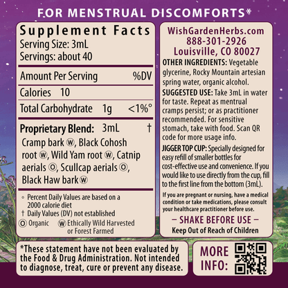 Cramp Release, Menses Soother 4oz Jigger Supplement Facts and Suggested Use