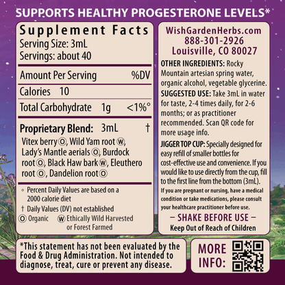 Cycle Vitality 2, Luteal Phase - Progesterone Support 4oz Jigger Supplement Facts and Suggested Use