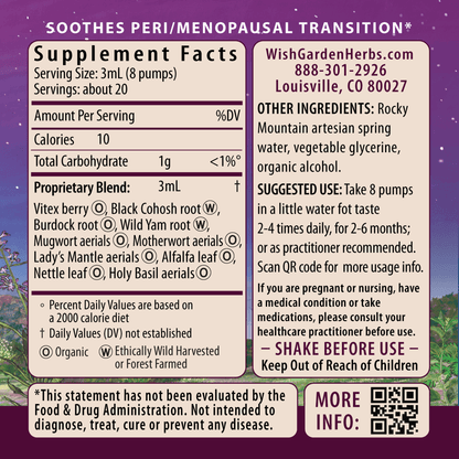 Cycle Changes Peri/Menopause Ingredients & Supplement Facts