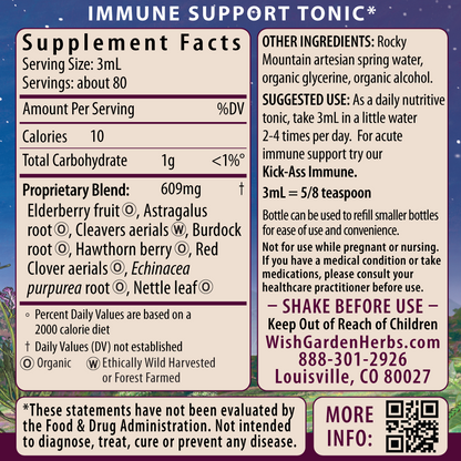 Daily Immune, Builder 8oz Bottle Supplement Facts and Suggested Use