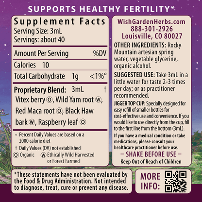 Fertility Prep, Conception Support 4oz Jigger Supplement Facts and Suggested Use