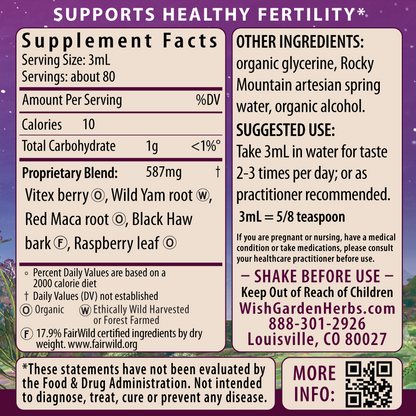 Fertility Prep, Conception Support 8oz Bottle Supplement Facts and Suggested Use