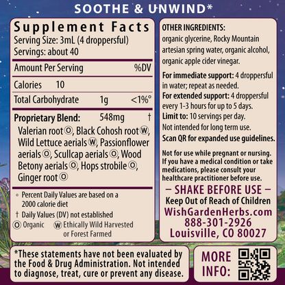 Serious Relaxer & Muscle Tension 4oz Dropper Supplement Facts and Suggested Use