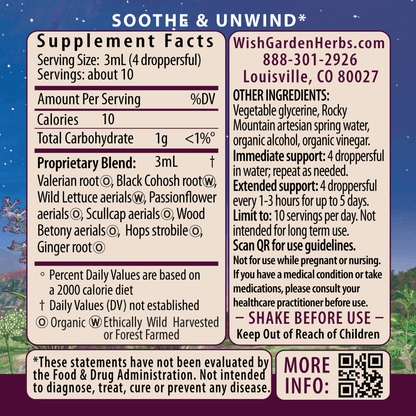 Serious Relaxer & Muscle Tension 1oz Dropper Supplement Facts and Suggested Use