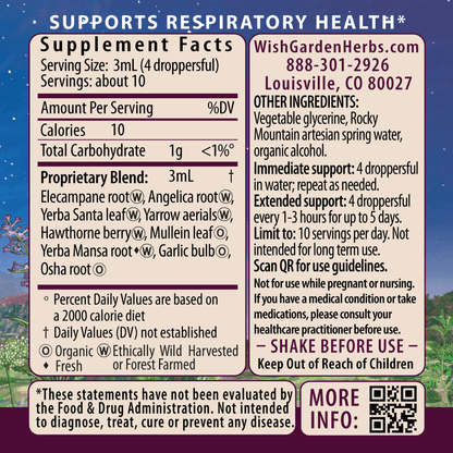 Deep Lung, Bronchial Support 1oz Dropper Supplement Facts and Suggested Use