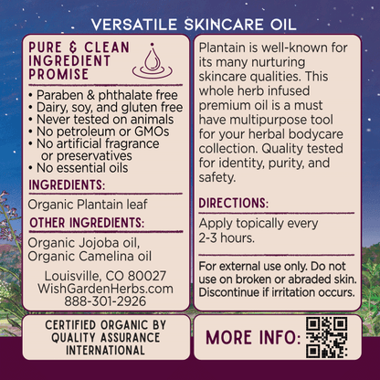 Plantain Oil Calm & Restore Ingredients & Supplement Facts