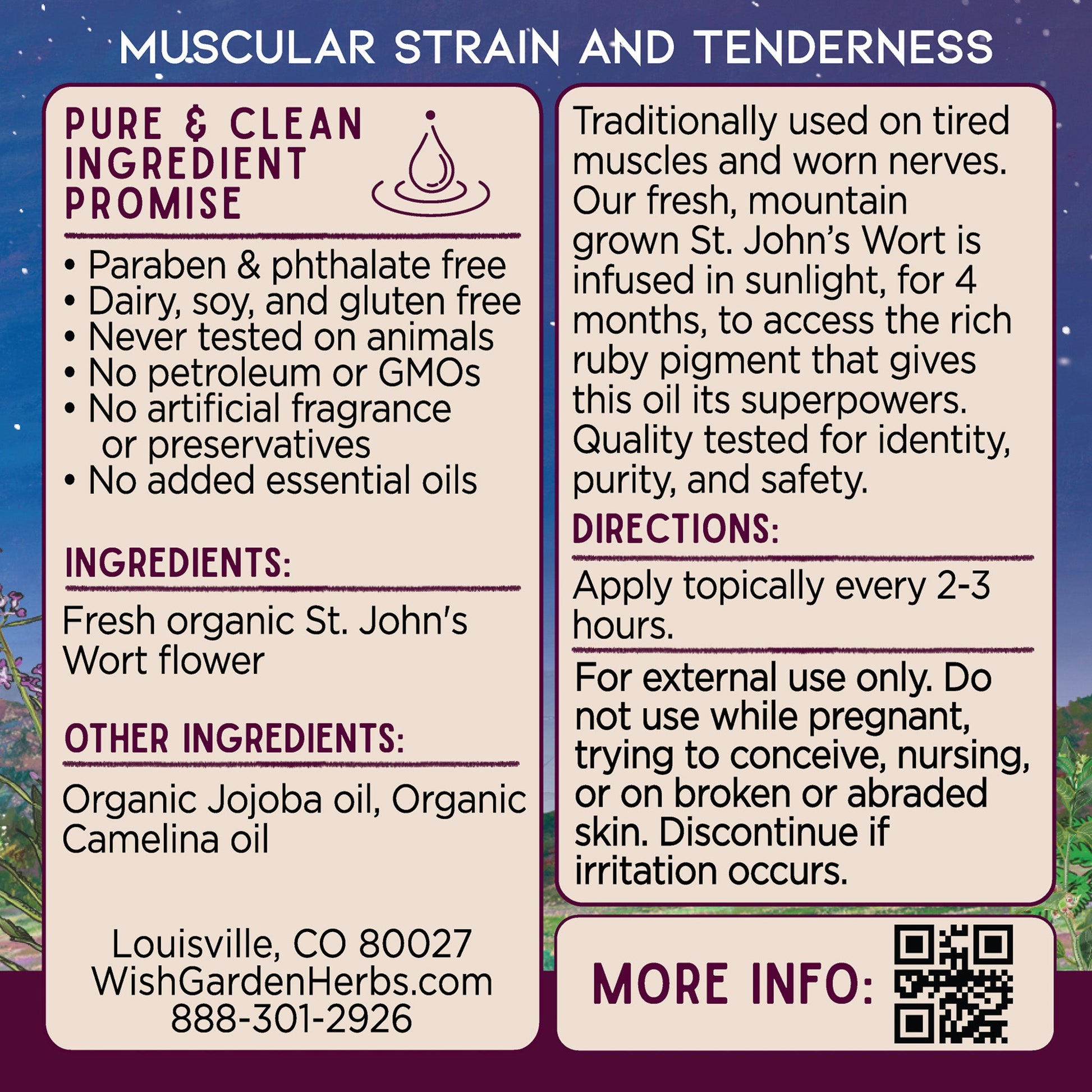 St. John’s Wort Oil Soothe & Recover Ingredients & Supplement Facts