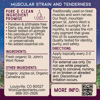 St. John’s Wort Oil Soothe & Recover Ingredients & Supplement Facts