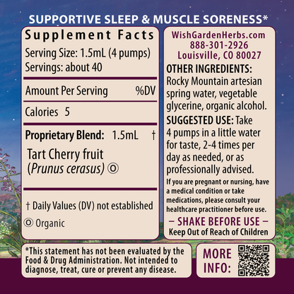 Tart Cherry Ingredients & Supplement Facts
