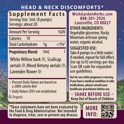 Cranial Comfort Tension Release Ingredients & Supplement Facts