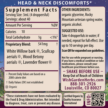 Cranial Comfort, Tension Release 4oz Jigger Supplement Facts and Suggested Use