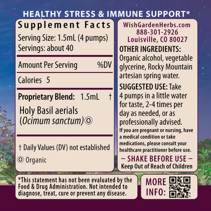 Holy Basil Ingredients & Supplement Facts