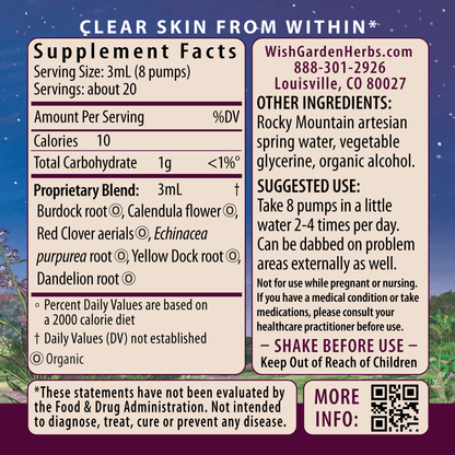 Clear Complexion Blemish Control Ingredients & Supplement Facts