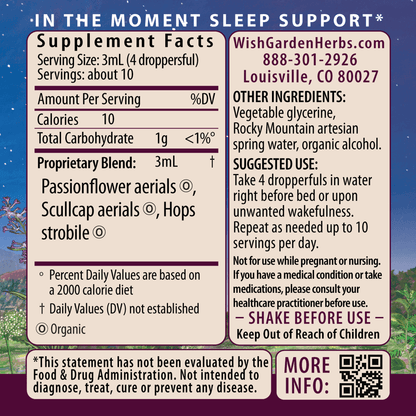 Sleepy Nights & Fresh Mornings 1oz Dropper Supplement Facts and Suggested Use