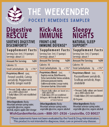 The Weekender, Travel 3-Pack 3-Pack Supplement Facts and Suggested Use